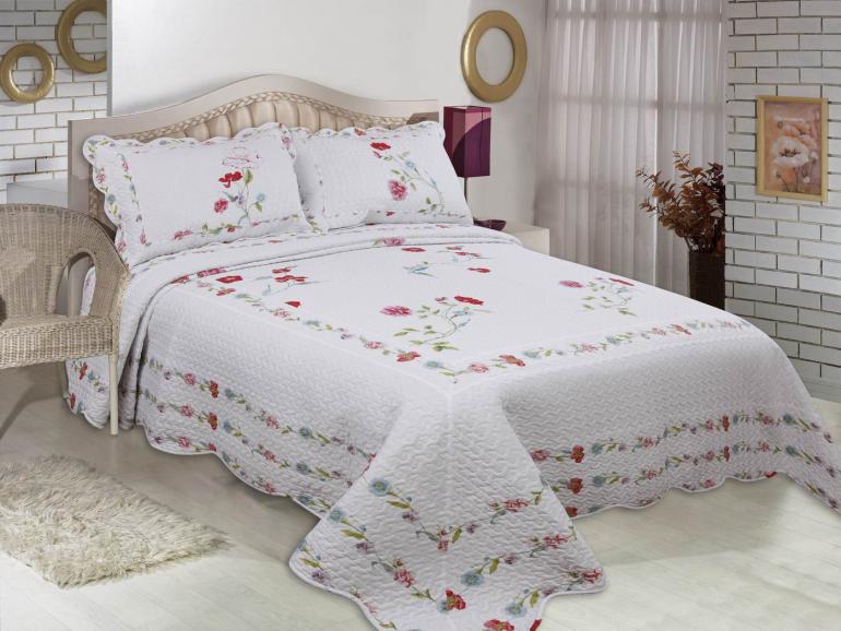 Kit: 1 Cobre-leito Casal Bouti Patchwork + 2 Porta-travesseiros